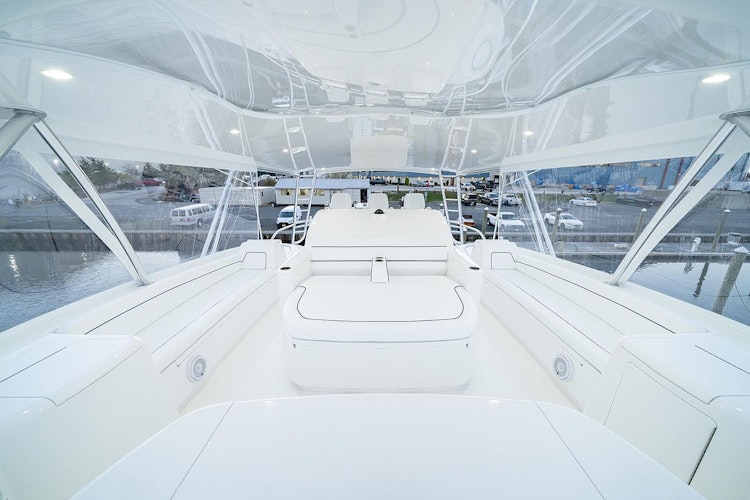 open bridge seating for guests on viking 90c